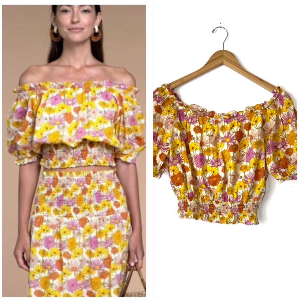 Olivia James cropped Floral Smock Top